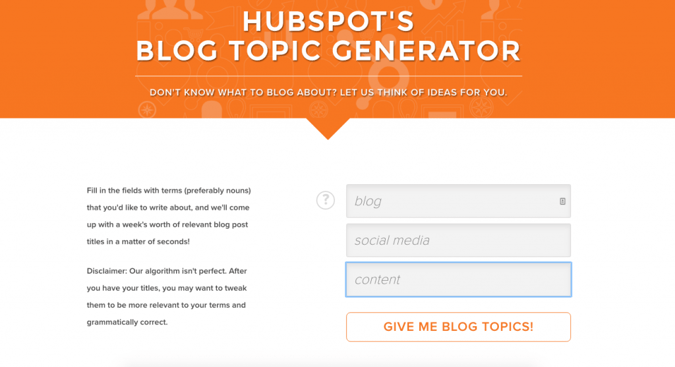 Hubspot's Blog Topic Generator